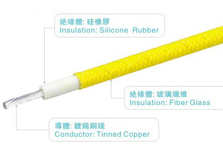 CCC 300V/180C Silicone Rubber Insulated Wires Yellow Light Industrial Power Heater