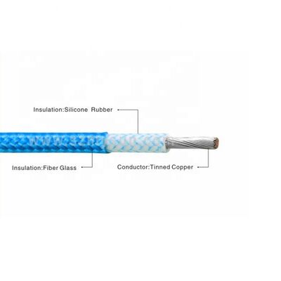 UL3122 Fios trançados de fibra de vidro com tensão nominal de 300V e isolamento de borracha de silicone de alta temperatura de 200C e condutor de cobre enlatado
