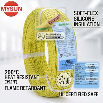 Fio de conexão isolado em silicone super flexível 600V 200C Resistência a altas temperaturas macio UL3135